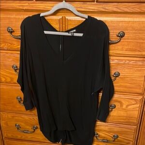 Express Black Blouse with Bateau Neckline and 3/4 Dolman Sleeves